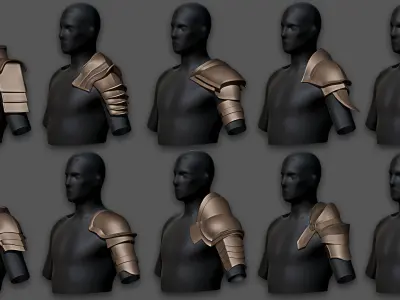 30 Highpoly and Lowpoly Shoulder Armor Low-poly 3D model