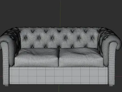 Velvet Chesterfield sofa Free 3D model