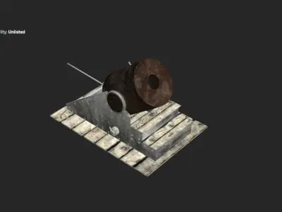 Siege Cannon Low-poly 3D model