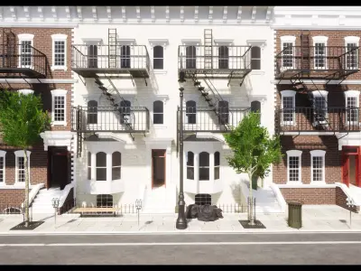 Modular New York Apartments with modular Interiors Low-poly 3D model