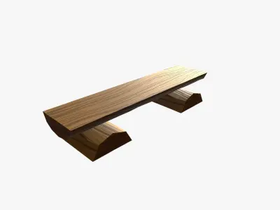 Cartoon WoodenBench Low-poly 3D model