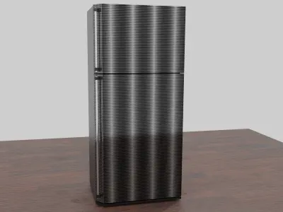 Fridge refrigerator on wooden table Free low-poly 3D model