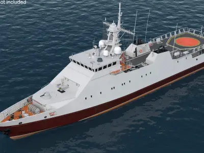 Coast Guard Ship Rigged 3D model