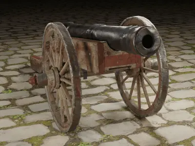 Old cannon Low-poly 3D model