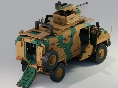 BMC kirpi MRAP - include inside - Fully Rigged Low-poly 3D model