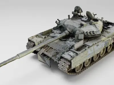 Russian T-80 tank destroyed by Ukrainian army 3D model