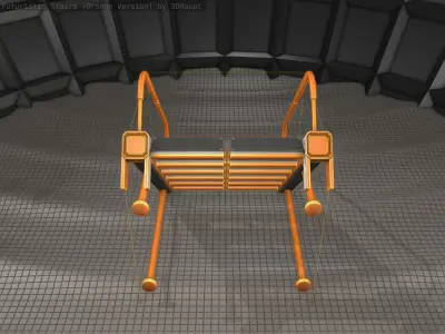Sci-Fi Stairs - 17 - Orange Version Low-poly 3D model