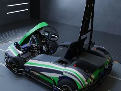 3D Petrol Powered Go- Kart with Roll Bar 3D model