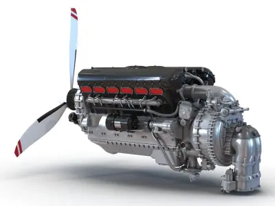 Piston Aero Engine 2 3D model