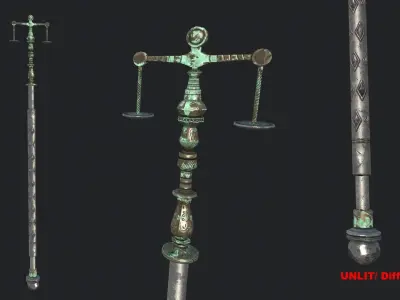 Fantasy Stylish- Staff of Balance Low-poly 3D model