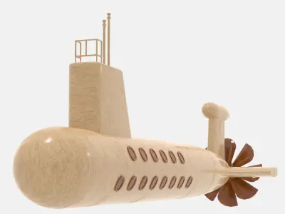 Wooden Submarine Low-poly 3D model