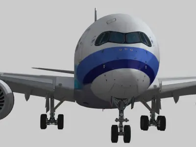 Airbus A350-900 XWB China airlines Syrmaticus Mikado livery Low-poly 3D model
