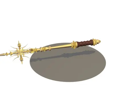 X mace X High Poly golden wand 3D model