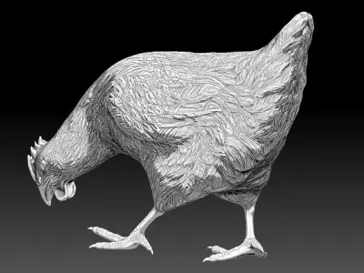 Chickens for 3d printing Low-poly 3D model