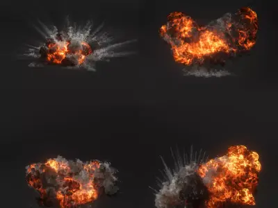 High Res 3D Explosions 4 Models 3D model