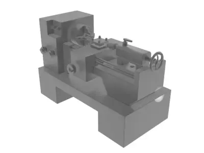 Lathe Machine Low-poly 3D model