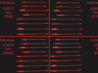 Medieval Arrow Arrows Crossbow Bolt Pack Set Low-poly 3D model