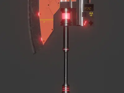 Cyberpunk axe Low-poly 3D model
