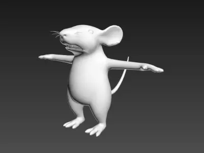 Mouse Character T-pose Low-poly 3D model