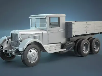 ZIS-6 Flatbed Truck High-Poly 3D model