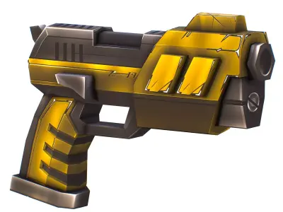 LowPoly Sci-Fi Cartoon Pistol Gun Low-poly 3D model