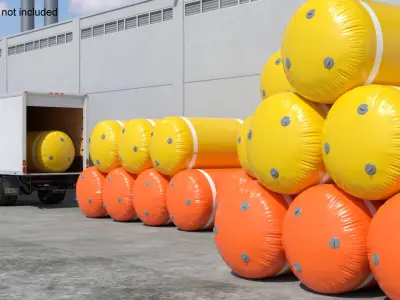 Floating Inflatable Marker Buoy for Water Sport Line Set 3D model