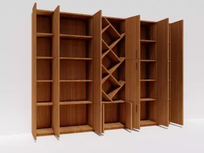 Wooden Cabinet with Wine Rack - Modern Furniture 3D Model 3D model