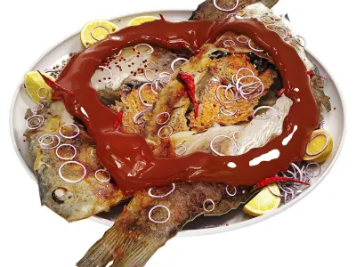 Fish Fried Low-poly 3D model