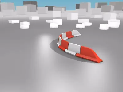 White and Red Road Traffic Barrier - Part 25 - Low-poly 3D model
