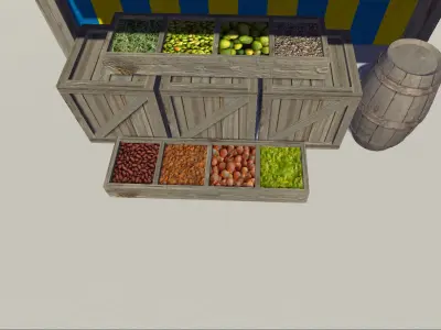 Medieval stall Low-poly 3D model