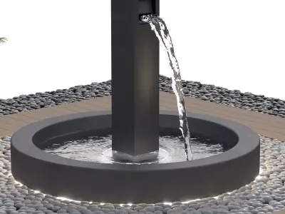 Fountain 05 - Modern Circular Water Fountain with LED Lighting 3D model