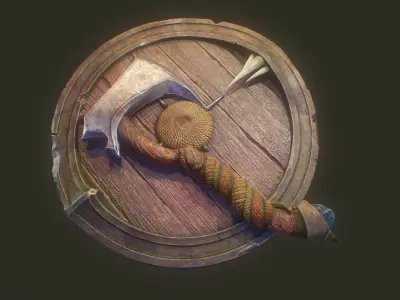 Semi-stylized viking Axe Low-poly 3D model