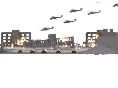 War invasion diorama 3D model