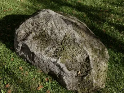  Cool Toned Mossy Smooth Large Rock Boulder Model 