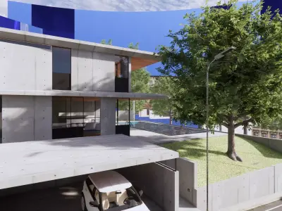 3D Visualization Modern Villa with Pool Low-poly 3D model
