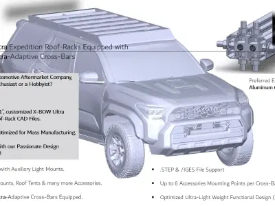 2025 TOYOTA 4Runner Roof Rack datamen X-BOW Ultra Cross Bars 3D model