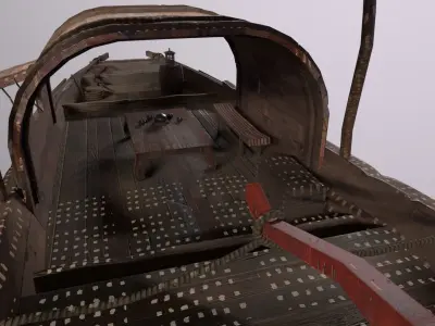 Old Chinese boat Low-poly 3D model