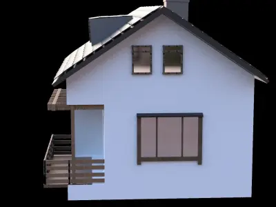 realistic low poly house with grass and trees Free low-poly 3D model