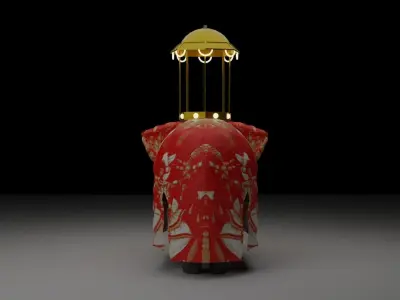 SriLankan Cultural Ceremonial Tusker mammal with casket Low-poly 3D model