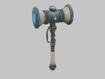  Weapon Futuristic Hammer Low-poly 3D model