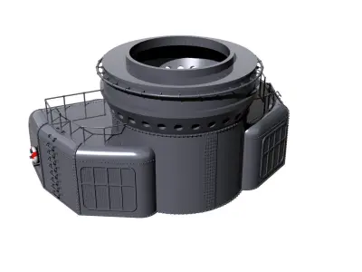 secondary gun barbet rear 3D print model