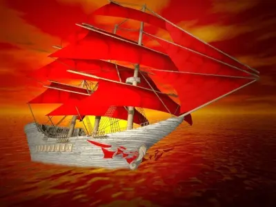 Sail Ship Low-poly 3D model