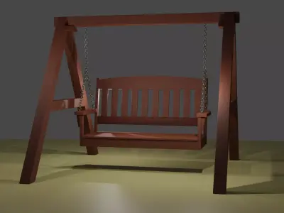 Wooden outdoor porch swing chair Free 3D model