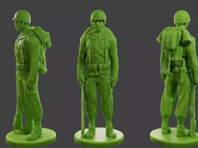 American soldier ww2 Stand A1 Free 3D print model