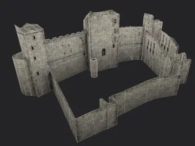 Tantallon castle Low-poly 3D model