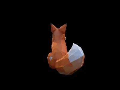 Red Fox Animal In The Natural Nice Chair 3d Render 3D model