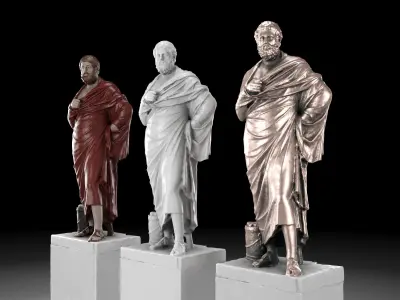 Sophocles statue collection Low-poly 3D model
