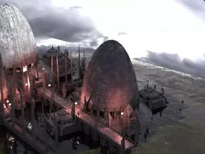 Mustafar Lava Planet Sci-Fi Structures Kit bash 3D model