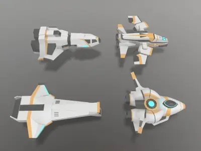 Sci-fi Space Aircraft SA 3D Model Collection