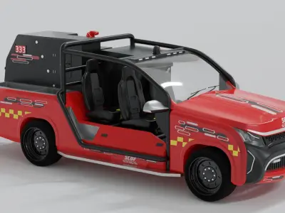 SCDF Life Saving Force Fire Truck 4x4 Red Vehicle 3D model
